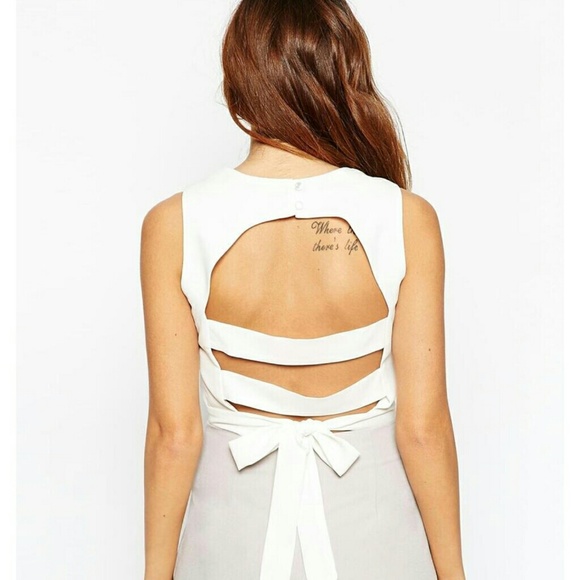 Worn once! Asos white strap back crop top