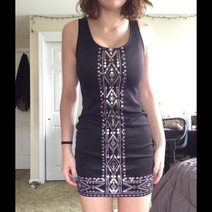 Black, Purple and Gold Bodycon Dress