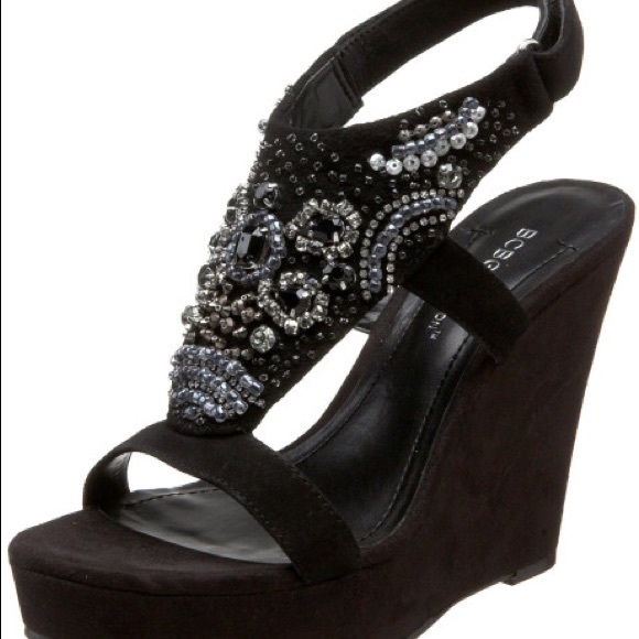 BCBGeneration Jessup embellished suede wedges