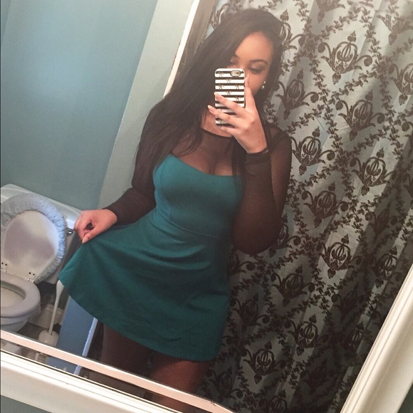 Forever21 longsleeve mesh top skater dress. size L