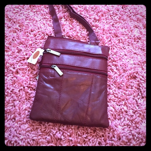 Dark red leather purse