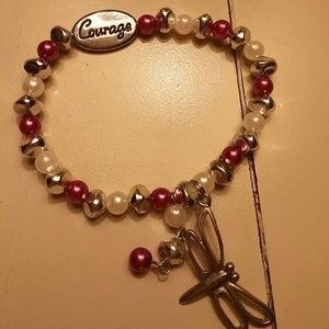 Pink, white, and silver bracelet