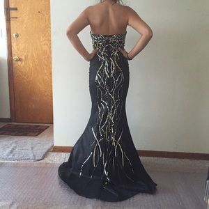 Black dress with silver and gold sequins
