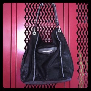 Black and grey handbag