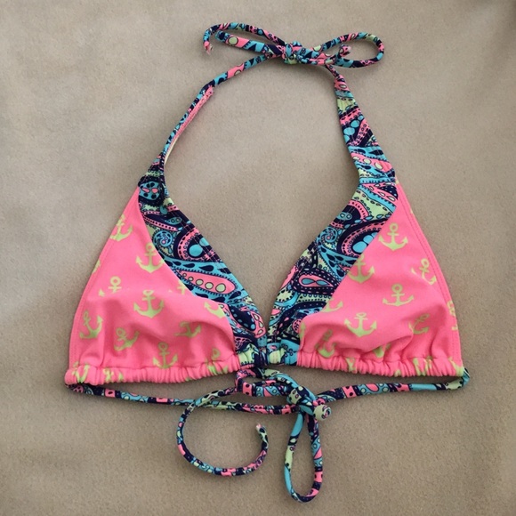 neon anchor bikini top