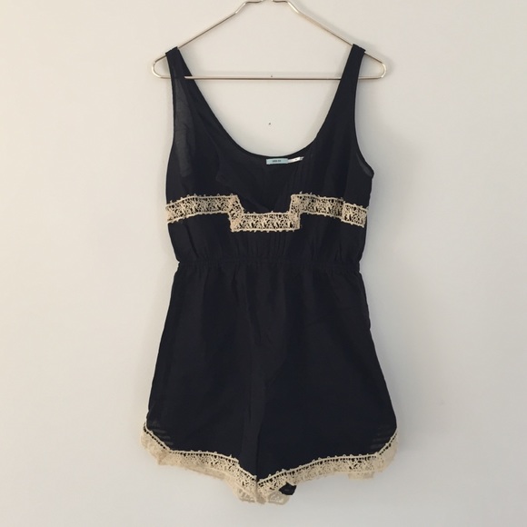 Kimchi Blue Black and Lace Romper