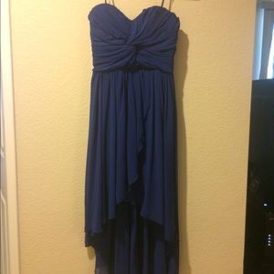 Navy Blue Strapless High-low Dress