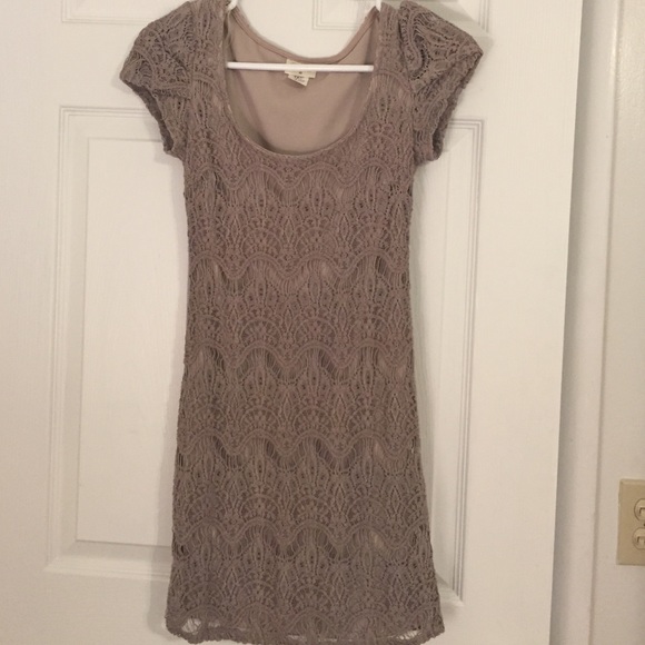 Tan Pretty Good lace mini dress