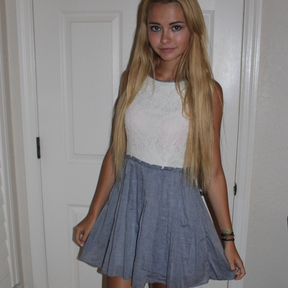 lace and denim dress