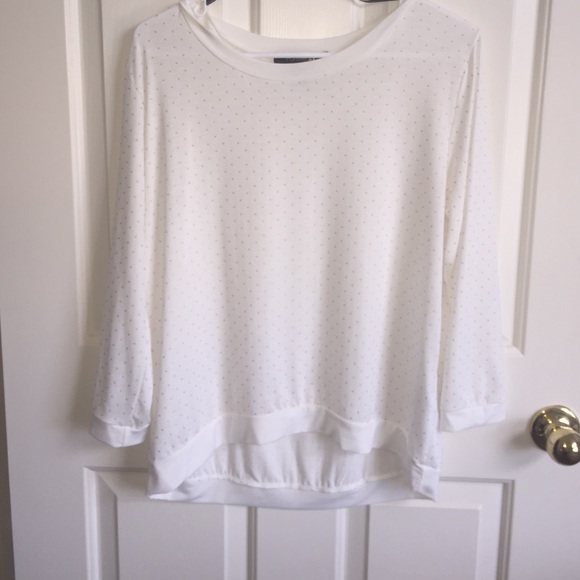 Long White Shirt w/Gold Studs-Forever21