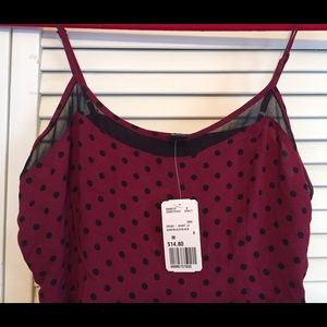 Maroon/black polka dot dress