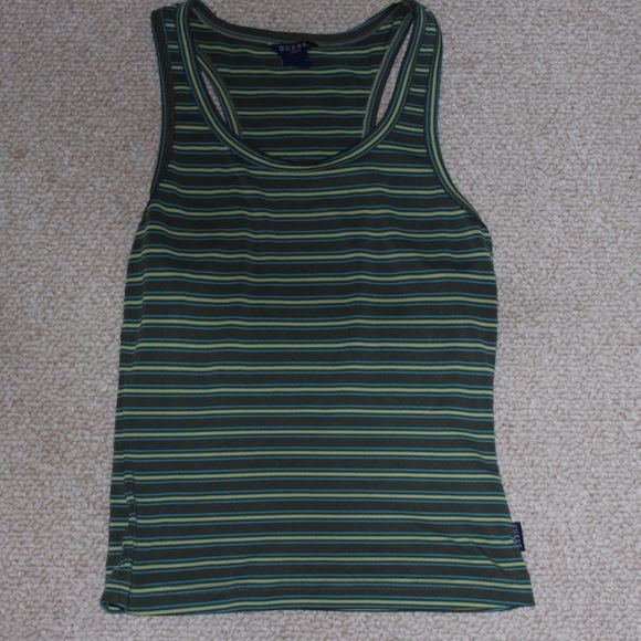 striped guess racerback tank