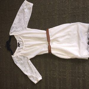 White dress with brown bow belt