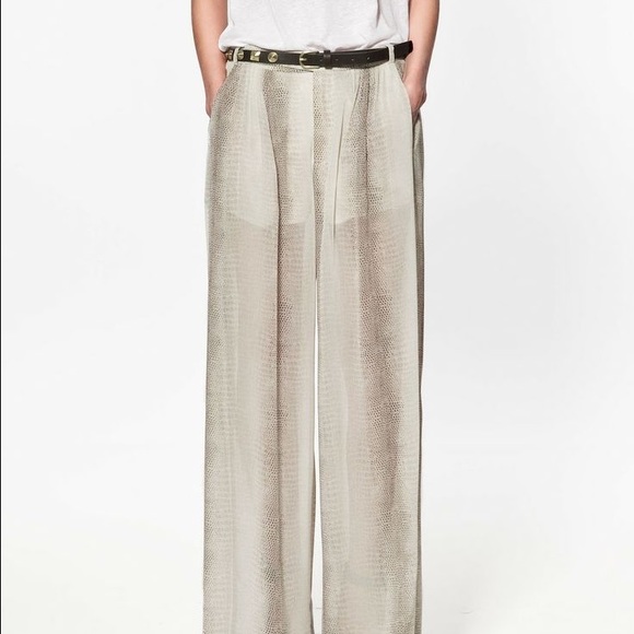 Snake Print Wide Leg Trousers