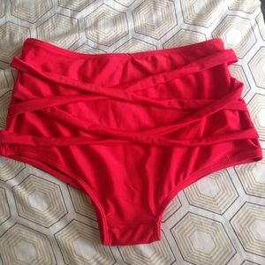 ☀️ Red high waisted bikini bottoms NWOT