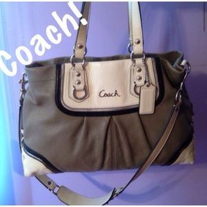 SALE Coach Pleated Tote Bag - Grey/Black/White