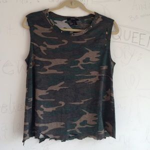 Distressed Army Muscle Tank