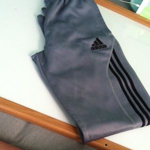 Grey and Black Adidas Workout Pants