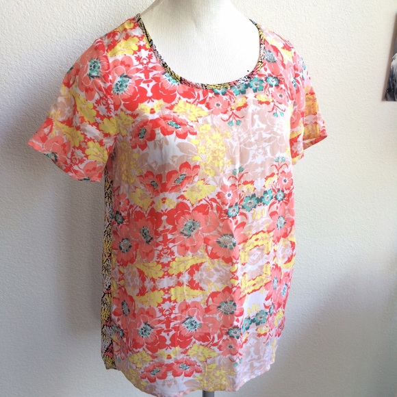 Anthropologie Tops - Ella Moss Two-Pattern Pink Blouse