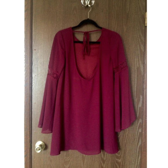 SOLD Bohemian Maroon Dress - Picture 2 of 2
