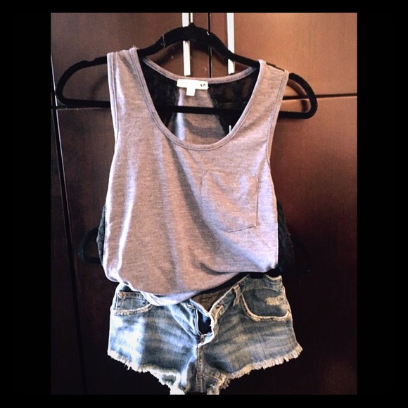 Blue and Black Lace Tank