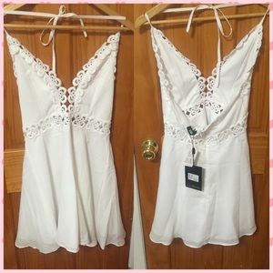 White halter backless dress