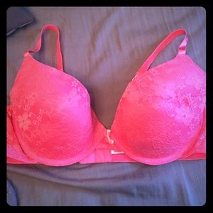 Coral lace t shirt bra