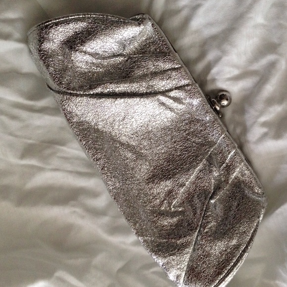 Silver dress clutch