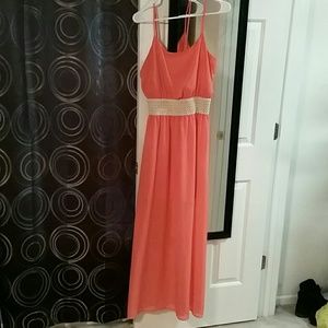 Pink crocheted maxi dress