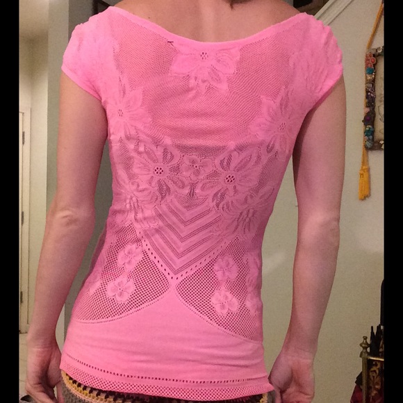 SOLD Free People Stretch Mesh Neon Pink - Picture 4 of 4