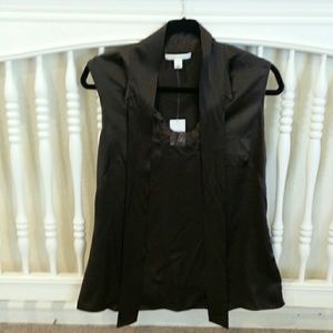 Banana Republic dark brown silk top