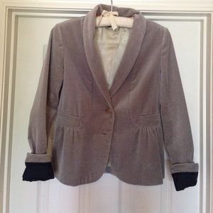 EUC J Crew Velvet Peplum Jacket Gray sz 2