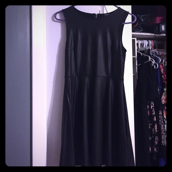 Black faux leather dress