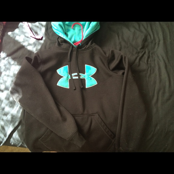 Blue tye dye and black under armour jacket