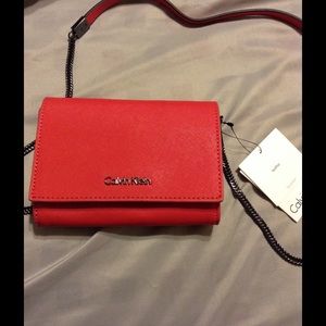 Calvin Klein small shoulder leather purse