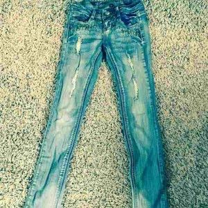Bling distressed skinny jeans