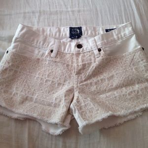 White Patterned Lucky Brand Denim Shorts
