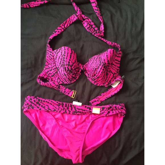 Jantzen pink and black bikini