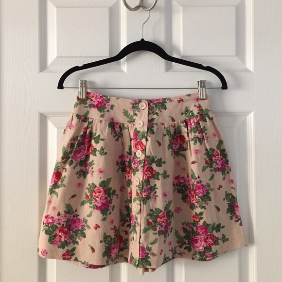 F21 Floral A-line Skirt