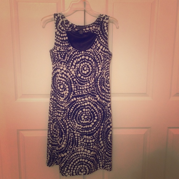 Black & cream silk polka dot dress. Size 8.