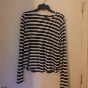 H&M navy and white striped long sleeve