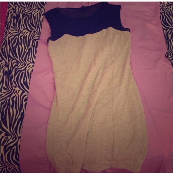 Grey and black party dress With mesh top