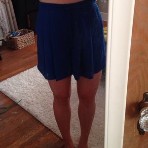 High Waisted Blue Flowy Shorts