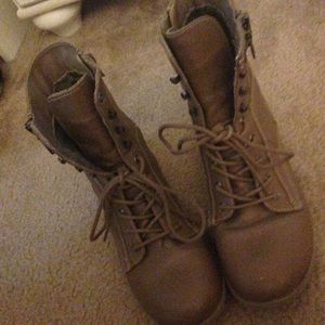 gently used tan Guess combat boots