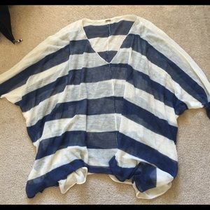 Free people navy blue and white striped sweater, M