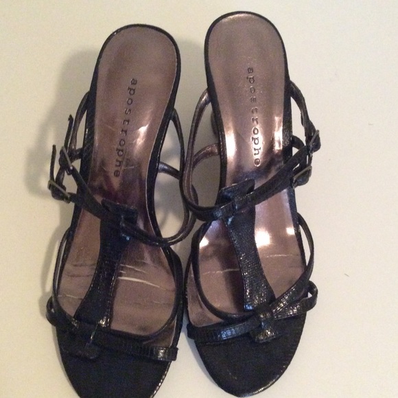 Black wedge sandals.