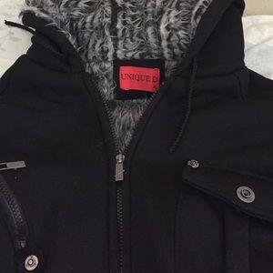 Fur black winter coat