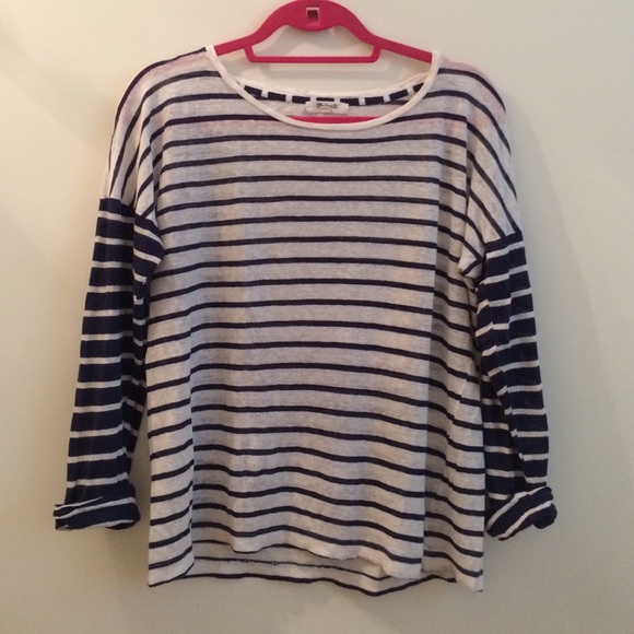 Madewell navy & white quarter sleeve