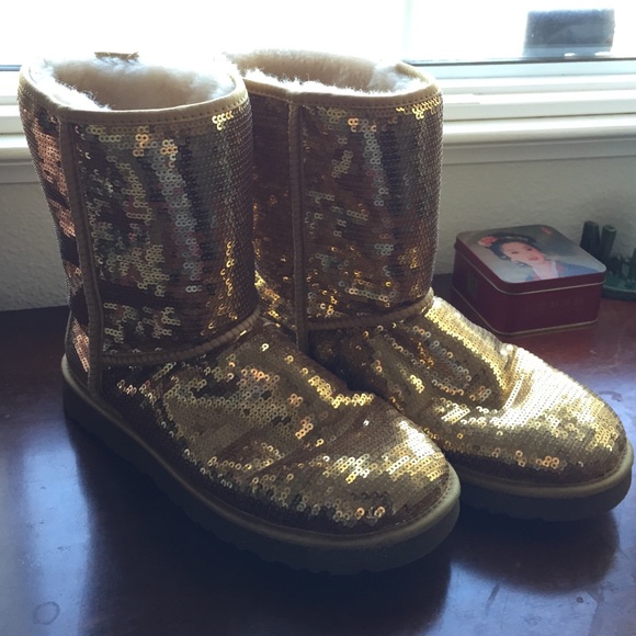 Gold sparkle boots by UGG Australia