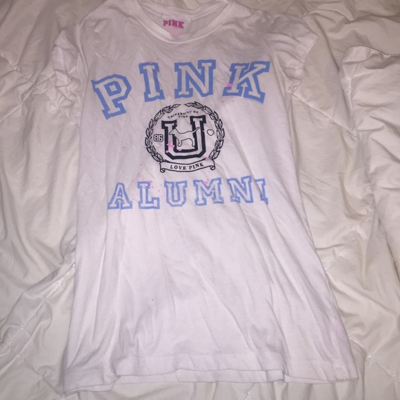 White "pink" graphic tee